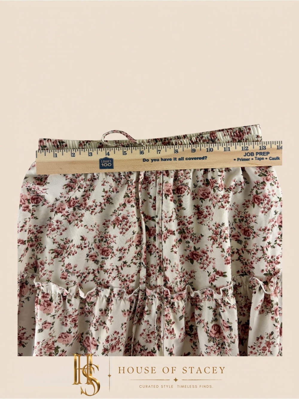 Floral Tiered Midi Skirt in Cream and Rose Medium - Picture 3 of 7